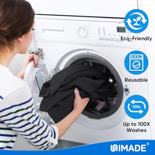 UNIMADE Microfiber Cleaning Cloth, 20 Pack Reusable Microfiber Towels - color: Black, size: 20PK
