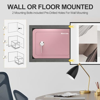 Marcree 0.23 Cubic Small Safe Box for Home, Mini Safes for Kids, Pink Safe - color: 0.23 cuft-PINK