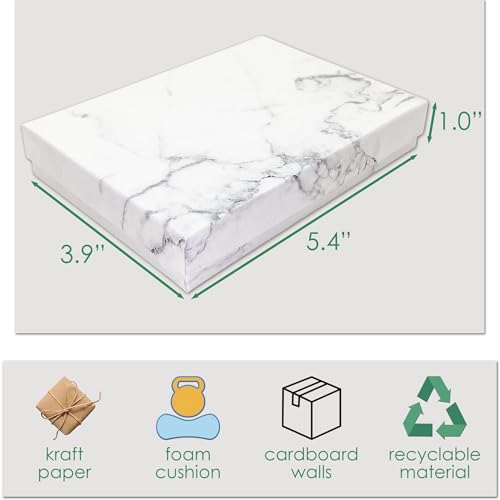 TheDisplayGuys 12-pack Cardboard Gift Boxes w. Velvet Jewelry Insert & Lids - color: Marble White