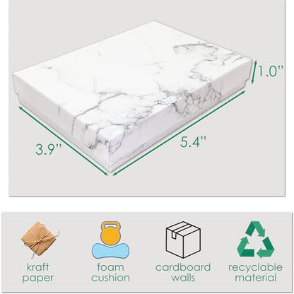 TheDisplayGuys 12-pack Cardboard Gift Boxes w. Velvet Jewelry Insert & Lids - color: Marble White