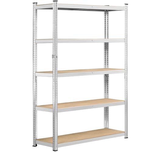 Topeakmart 5 Tier Metal Storage Shelving Unit, 35.5x12x71 Inch Silver - color: Silver, size: 35.5 x 12 x 71 Inch