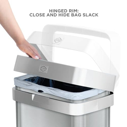 Clorox Slim Open Top Stainless Steel Trash Can, Silver, 13 Gallon / 50L - color: Stainless Open Top