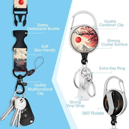 Piefly Lanyards for Id Badge, Teacher Card Holder Retractable Reel Red Moon - color: Red Moon
