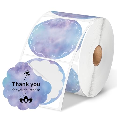 Phomemo 2” Color Circle Thermal Labels, Self-Adhesive Round Direct Sticker Label, Commercial Grade Custom Stickers - 500PCS Labels/Roll - color: Wavy Purple-750