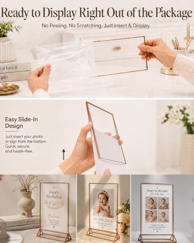 5x7 Acrylic Sign Holders, 6 Pack Rose Gold Picture Frames for Table Numbers - color: Rose Gold, size: 6 Pack 5x7 Inch
