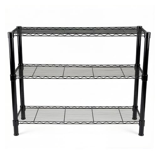 Standing Shelving Units, 36"W x 14"D x 32"H, 3-Tier Metal Storage Rack - color: Black, size: 3-Tiers
