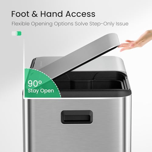 Cesun 8 + 8 Gallon Dual Compartment Kitchen Trash & Recycle Bin Combo