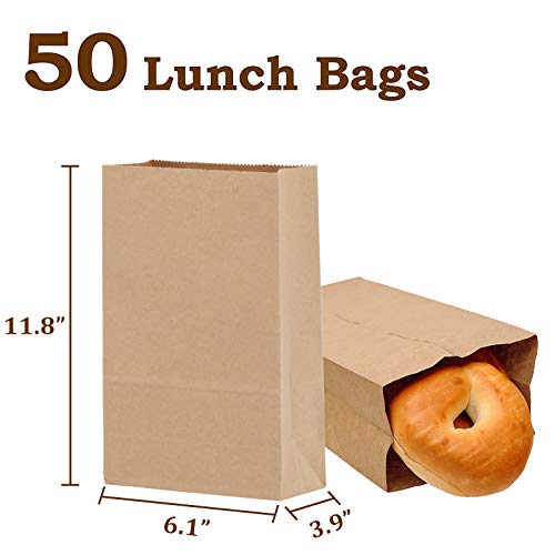 Paper Lunch Bags 100 Count 8LB Brown Sack Bulk Strong for Small Business - size: 100 COUNT