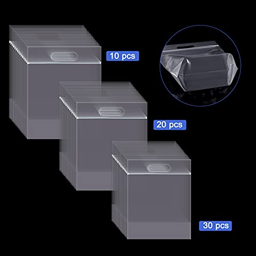 Clabby 60 Pcs Clear Zipper Storage Bags Plastic Transparent Expandable Bottom Bag with Carry Handle for Holding Clothes, Food, Crafts (8 x 8,10 x 10,12 x 12 Inch) - size: 8 x 8 Inch, 10 x 10 Inch, 12 x 12 Inch