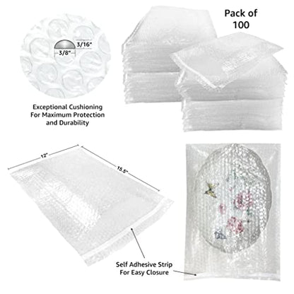 Bubble pouches - pack of (100, 12" x 15.5") - Mail and Ship, Pack and Protect, Bubble Out Bags - size: 12" x 15.5"