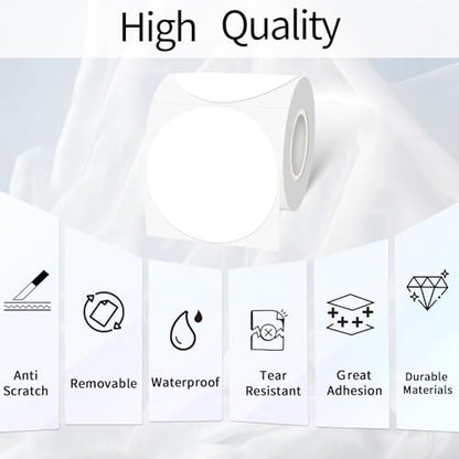 3 Inch White Round Thermal Sticker Labels, Waterproof Circle Direct Thermal Labels, Multi-Purpose Self-Adhesive Sticker Label for DIY Logo Design- 200 Sheet/Roll - color: White, size: 3 inch