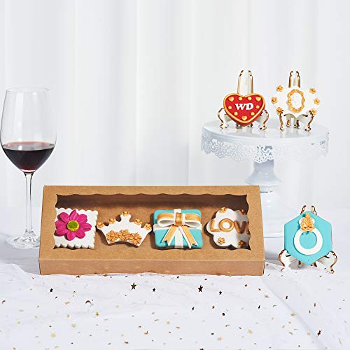 24PCS 12 x 5 x 1.5 inches Auto-Popup One Piece Premium Cookies Boxes, Kraft Brown Macaron Boxes Packaing, Bakery Box for Holiday Cookie Gift Sets - color: Kraft Brown
