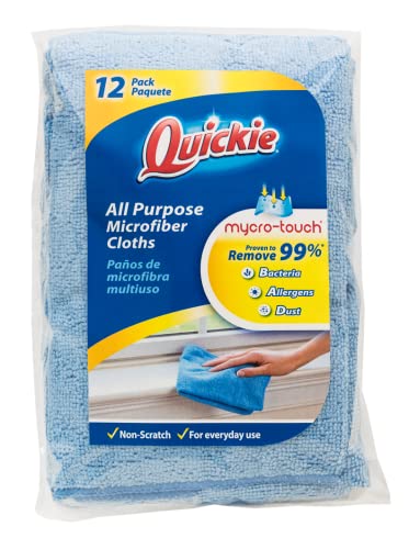 Quickie Microfiber Cleaning Cloth 14 X 14 inch, Blue, 12 Pack, All-Purpose Towel/Wiper for Multi-Purpose Indoor/Outdoor Cleaning/Dusting/Polishing on Kitchen/Bathroom/Auto SurfacesK (49012PDQ) - size: 14 inch x 14 inch, style: 12 Pack