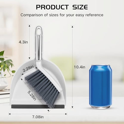 NACENA Mini Broom and Dustpan Set, 2 Packs, White&Gray - color: Grey & White, size: 2 Pack