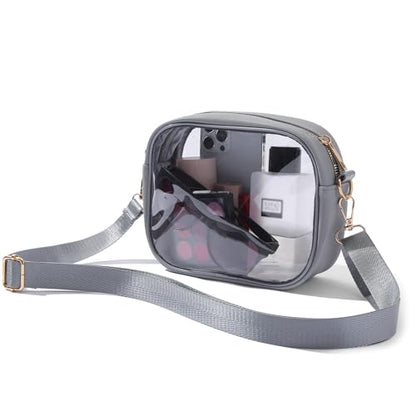 TOBVZOO Clear Bag Stadium Approved, Crossbody Transparent Bag for Concerts Sports Events, Purses for Men & Women - color: Grey