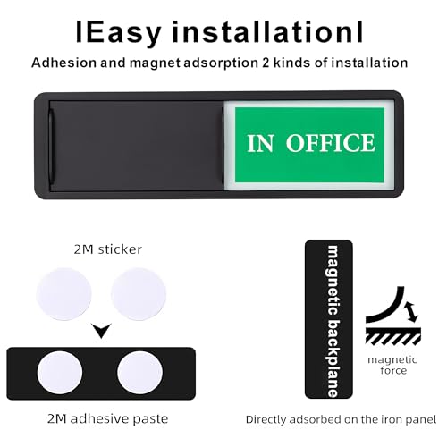 Door Sign Slider, Out of Office/In Office Sliding Status Indicator - color: Black In Office/Out Of Office