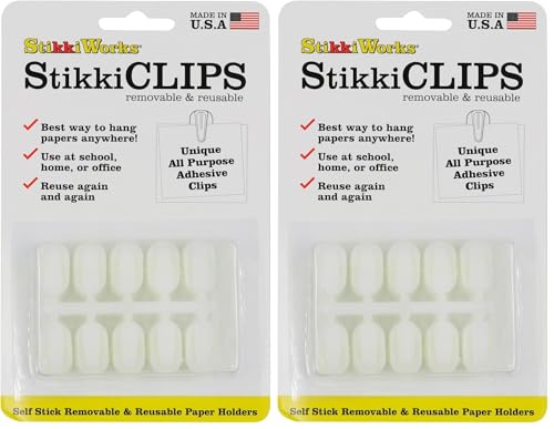 Stikki Works White Clips 20 per Pack Teacher Classroom Aid,(Pack of 2) - size: Standard (Pack of 2)