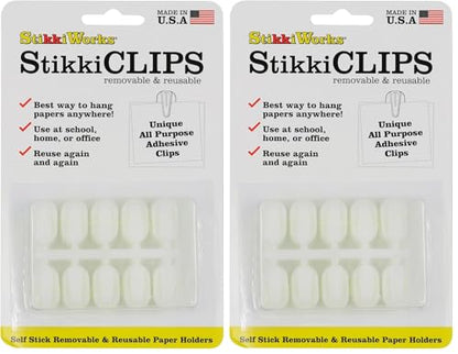 Stikki Works White Clips 20 per Pack Teacher Classroom Aid,(Pack of 2) - size: Standard (Pack of 2)