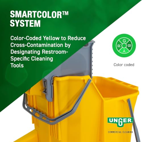 UNGER Commercial Yellow Dual-Compartment Mop Bucket with Wringer COMBY