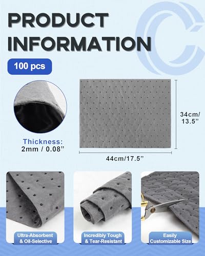 13.5"x17.5" Oil Absorbent Pads 100 Pack | Heavy & Fast Absorb - size: 13.5x17.5 Inch