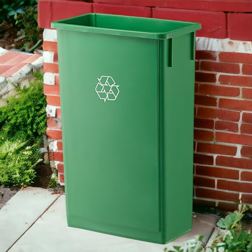 23 Gallon Green Tall Slim Plastic Trash Cans for Kitchen and Restaurant - Industrial Commercial Garbage Cans - color: Green, size: 23 Gallon