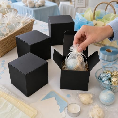 Aosric Black Gift Boxes with Lids 4x4x4 Inch, 24 Pack - color: Black