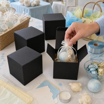 Aosric Black Gift Boxes with Lids 4x4x4 Inch, 24 Pack - color: Black