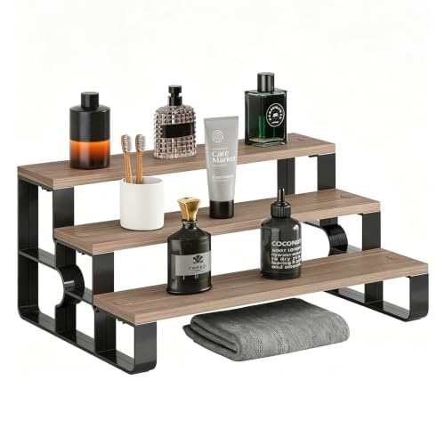 3 Tier Cologne & Perfume Stand, Wooden Dresser Perfume Display Shelf - color: Walnut, size: 3 Tiers-width=11.2"