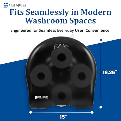 San Jamar Classic Carousel Tissue Dispenser with 4-Stations that hold 4 Rolls for Public Restrooms, Black Pearl