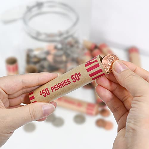 LLIKED 100 PCS Preformed Coin Wrappers Rolls-Pennies - size: 100 Pennies Coin Rolls