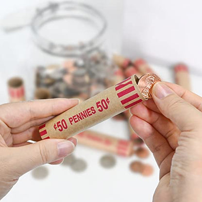 LLIKED 100 PCS Preformed Coin Wrappers Rolls-Pennies - size: 100 Pennies Coin Rolls