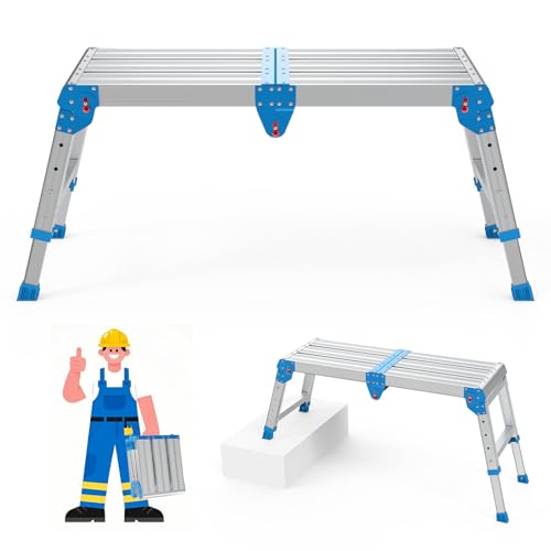 Loyoda Folding Work Platform, 500 lbs Capacity, One-Touch Fold, Larger Blue
