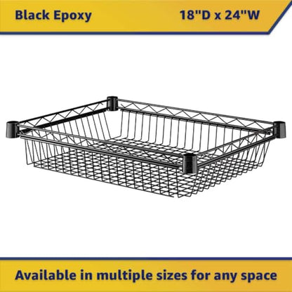 18" x 24" NSF Additional Wire Shelf Basket, Heavy Duty Replacement Black Shelf for Commercial Racks - color: Black, size: 18" x 24"