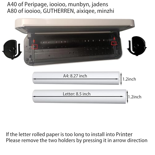 8 rolls (about 200 pages), thermal printer paper 8.5 x 11, letter, rolled, 3 proofing, not quick dry for pen, BPA free. For IOOIOO, Peripage, Munbyn, Jadens, Hprt, Phomemo…(lasting 10-15 years) - size: Letter, 8 rolls, 10-15 years
