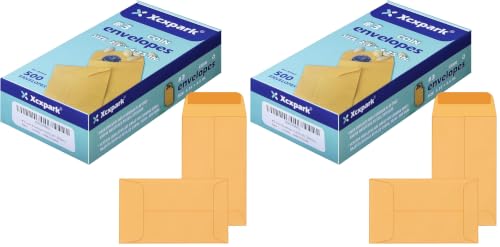 Xxcxpark 500 PCS #3 Coin Envelopes, 2-1/2” x 4-1/4” inches Brown Kraft Envelopes Classic Small Parts Envelopes with Self Adhesive Gummed Flap for Coins, Cash, Credit Cards, Seeds (Pack of 2) - color: Brown, size: 500 PCS #3 (2.5" x 4.25") (Pack of 2)
