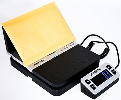 ACCUTECK 8580 High Capacity 110 Lbs High Accuracy 0.1OZ Digital Postal Scale with Remote Display, Batteries and USB Cable and AC Adapter Included - color: Black