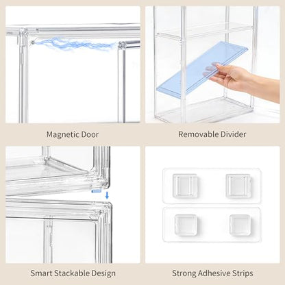 3-Tier Clear Acrylic Display Case for Figures, Wall-Mounted