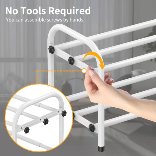 Hleelomi 2-Tier Metal Expandable Shoe Rack for Closet and Entryway, White - color: White, size: 2-Tier
