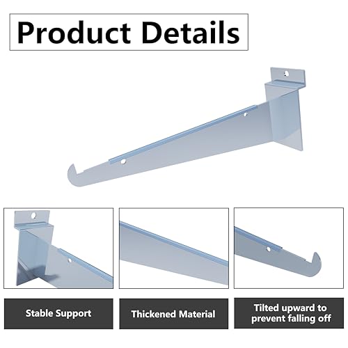 24 Pack 12'' Metal Slatwall Shelf Brackets with Lip Chrome - color: Chrome, size: 12 Inch