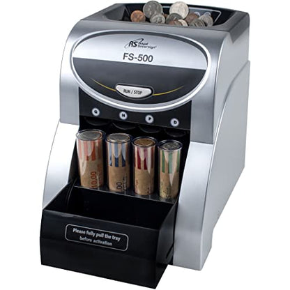 Royal Sovereign USD Coin Sorter with Anti-Jam Technology and Coin Wrapper Starter Pack, Silver (FS-500)