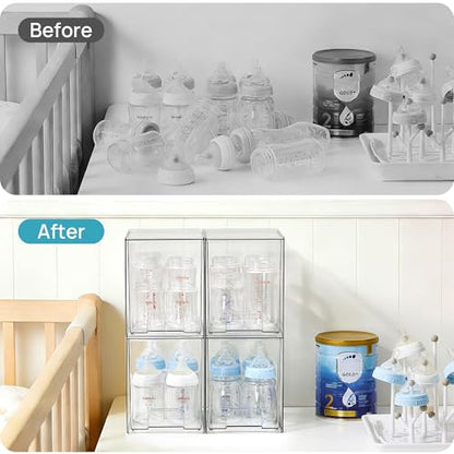 Vtopmart Clear Stackable Storage Drawers, 4 Pack Tall Plastic Organizers - style: High-4pack-Clear