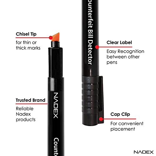 Nadex Counterfeit Pen, Easy Swipe - Gold for Real, Black for Fake, Detect Counterfeit Bills (1 Pack) - size: 1 Count (Pack of 1)