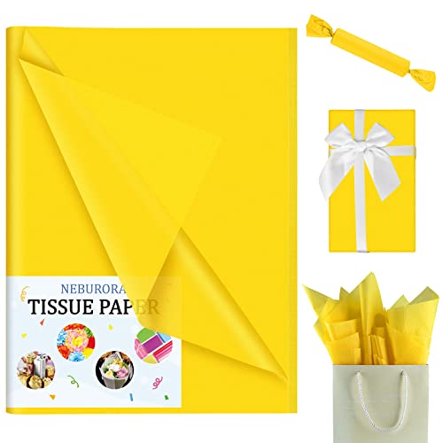 NEBURORA 60 Sheets Yellow Tissue Paper Set Gift Wrap Paper(Yellow) - color: Yellow