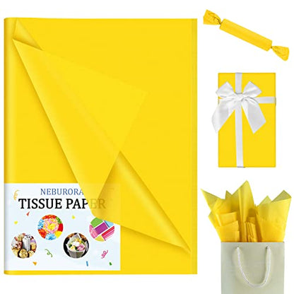 NEBURORA 60 Sheets Yellow Tissue Paper Set Gift Wrap Paper(Yellow) - color: Yellow