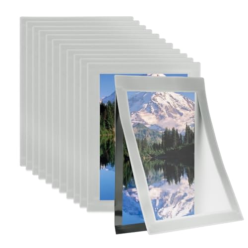 PATIKIL 4 x 6 Inch Magnetic Sign Holder, 12Pcs Self-Adhesive Soft Magnetic Border Wall Mount PVC Picture Frames Document Holder for Wall Window Home Office Store Poster, Silver - color: Silver