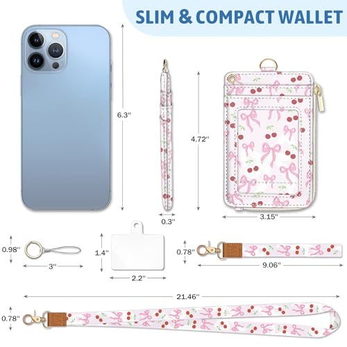 Piefly Cute Bow Lanyard Wallet with ID Badge Holder, Small RFID Keychain - color: Cute Bow