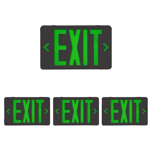4 Pack LED Emergency Exit Sign, Universal Mount OSHA Compliant - color: Black Green, size: 4 Pack