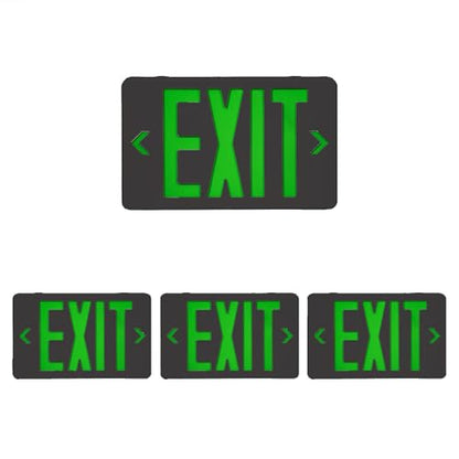 4 Pack LED Emergency Exit Sign, Universal Mount OSHA Compliant - color: Black Green, size: 4 Pack
