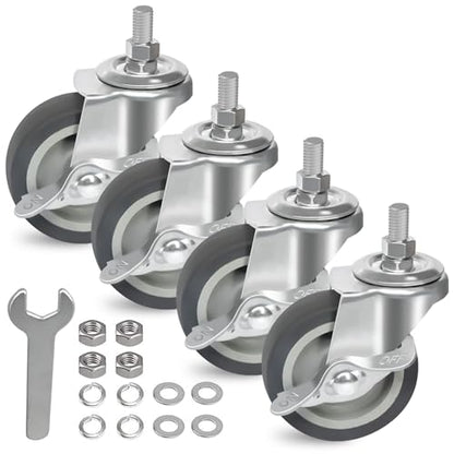 AAGUT 3 Inch Caster Wheels, M12x1.5 Threaded Stem Castors, Set of 4 - size: M12 x 38mm
