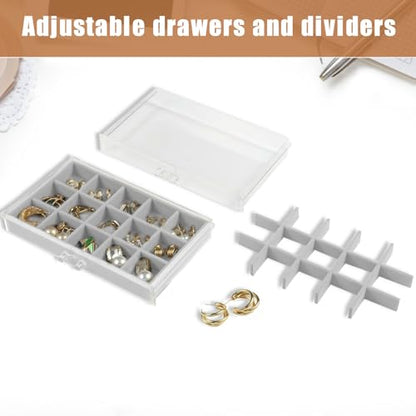 GUOER Earring Organizer, Acrylic Jewelry Box with 5 Drawers for Women, Grey - color: Gray